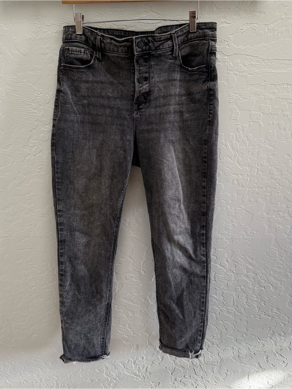 Old Navy Rockstar Super Skinny High Rise Gray Stretch Denim Jeans Women's 12